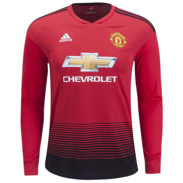 Manchester United Home Long Sleeve Football Shirt 18/19 - SoccerLord