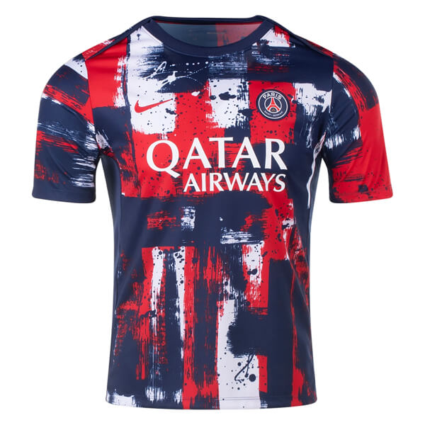 PSG Pre Match Training Football Shirt Red Blue