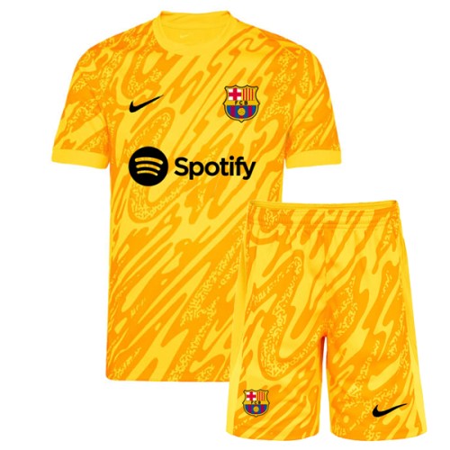 Barcelona Yellow Goalkeeper Kids Football Kit 24 25