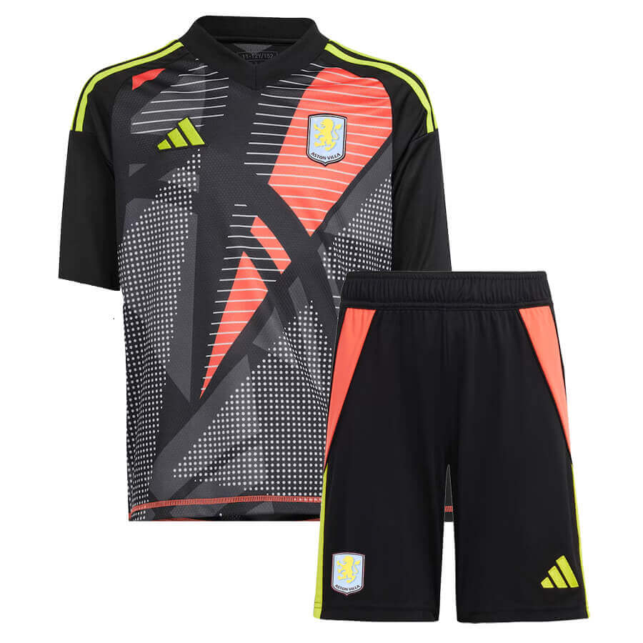 Aston Villa Black Kids Goalkeeper Football Kit 24 25