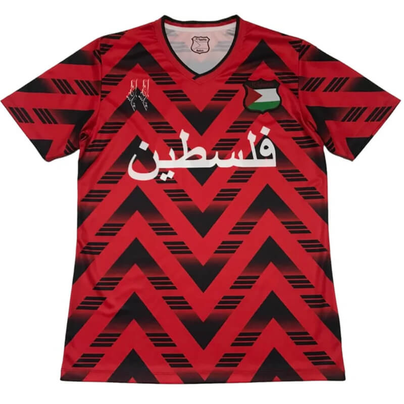 Retro Palestine Football Shirt Red Black